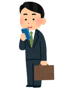 smartphone_businessman_stand_smile