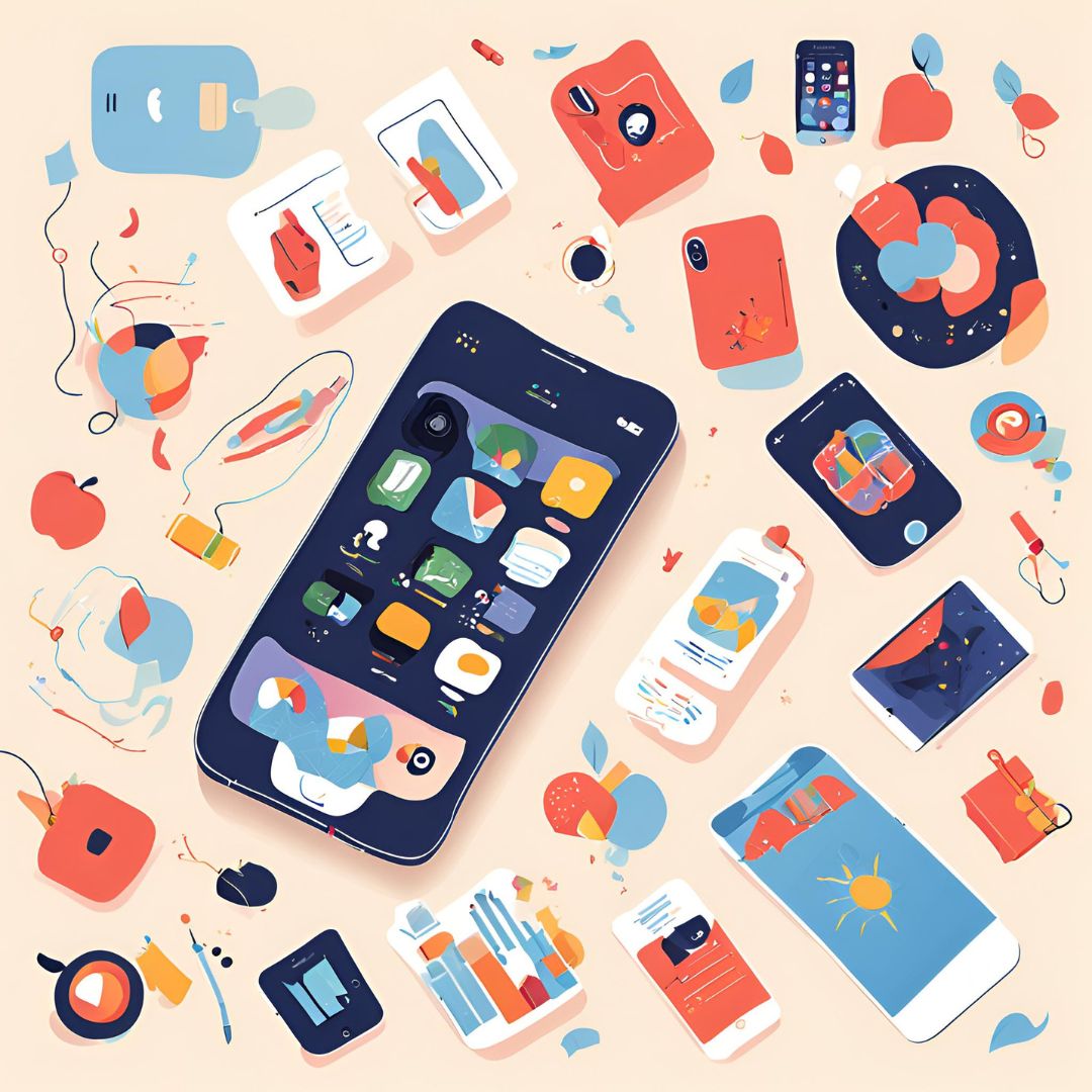 iPhone イラスト風 情報を集めている様子