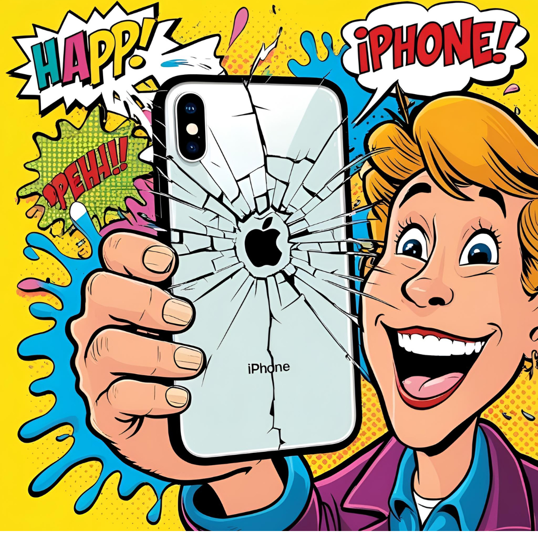 iPhone バキバキ　喜んでいる人　コミック